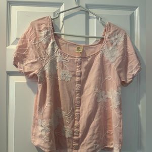 Pink floral blouse
